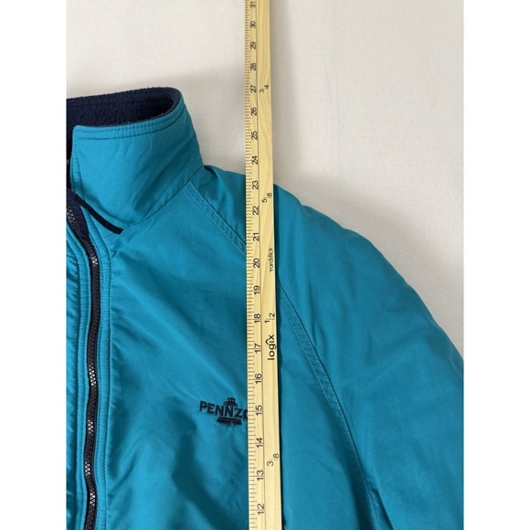 Vintage Swingster Bomber Polar Fleece Lined Jacket Large Napa Pennzoil Teal USA - Picture 6 of 8